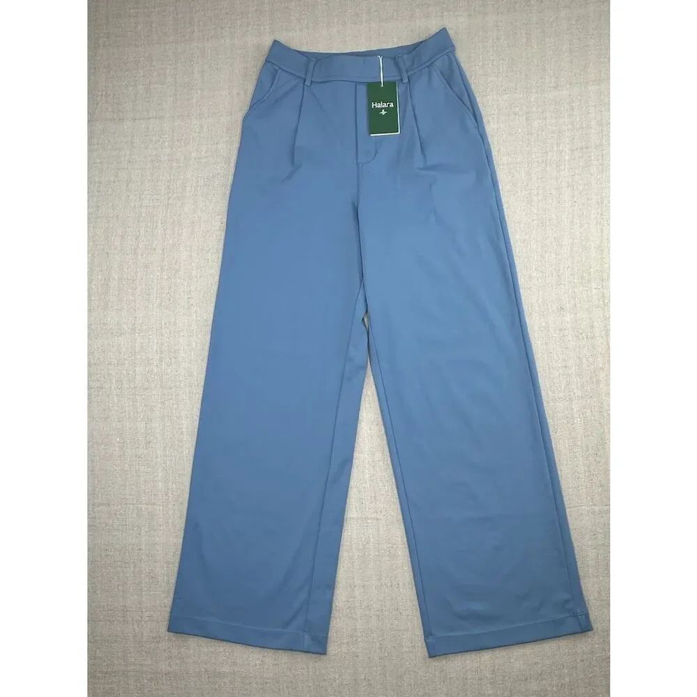 Halara Pants Women XS Wide Leg Pull On HaloTek Air Stretch Light Azure Blue